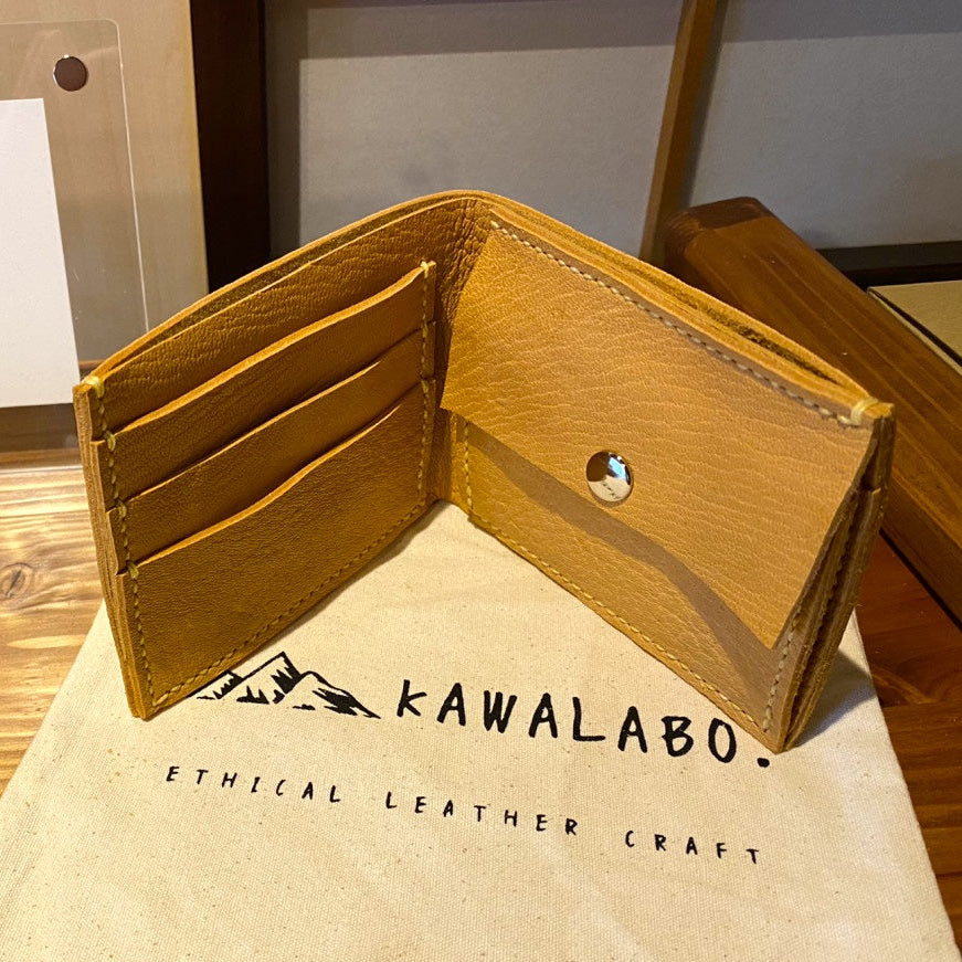 【鹿革 二つ折り財布｜Matsumoto】国産本革 エシカルレザークラフト ハンドメイド｜kawalabo.