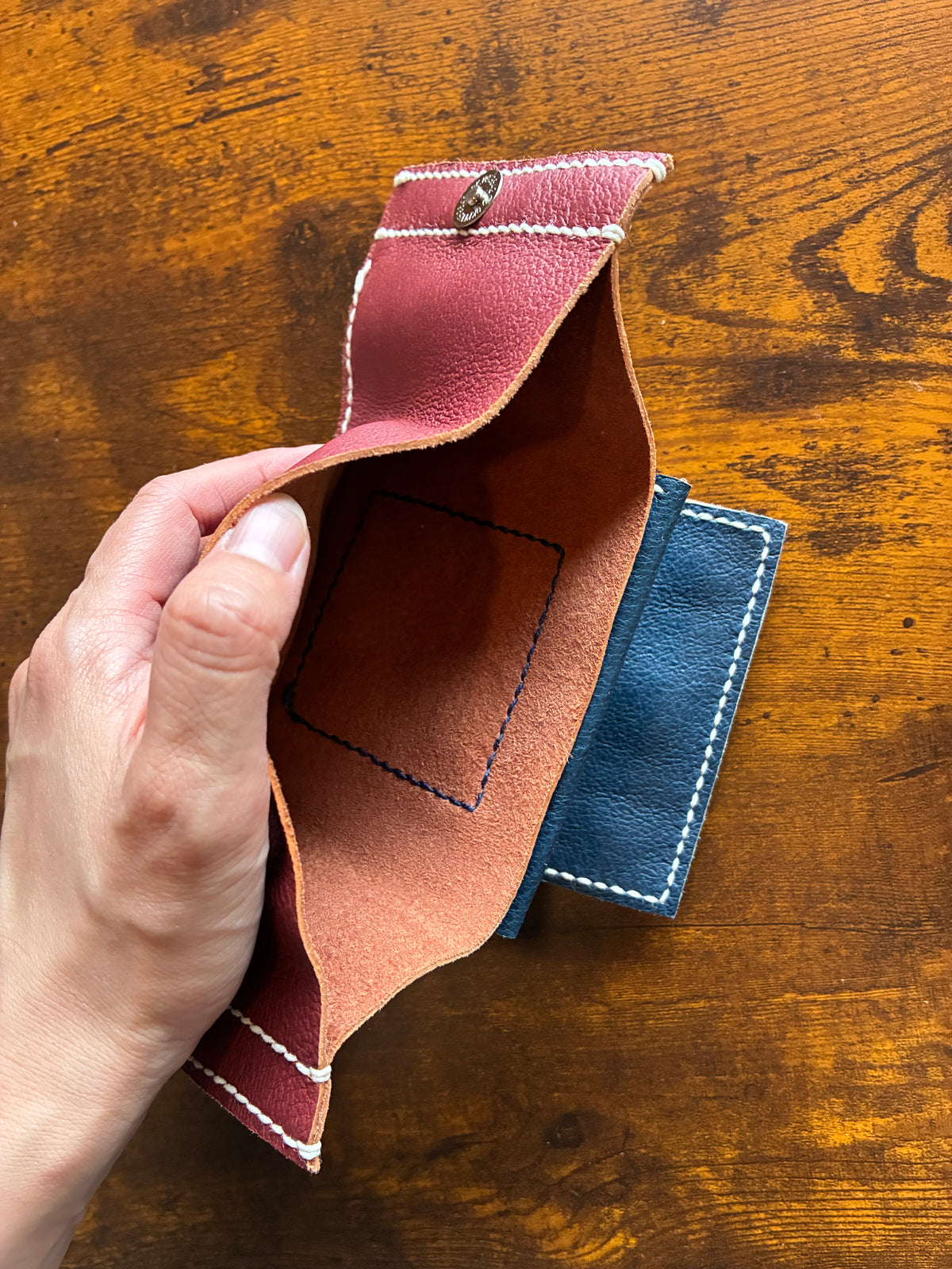 【豚革 スクエア（二つ折り）財布｜Natural】　国産本革 エシカルレザークラフト ハンドメイド｜kawalabo.