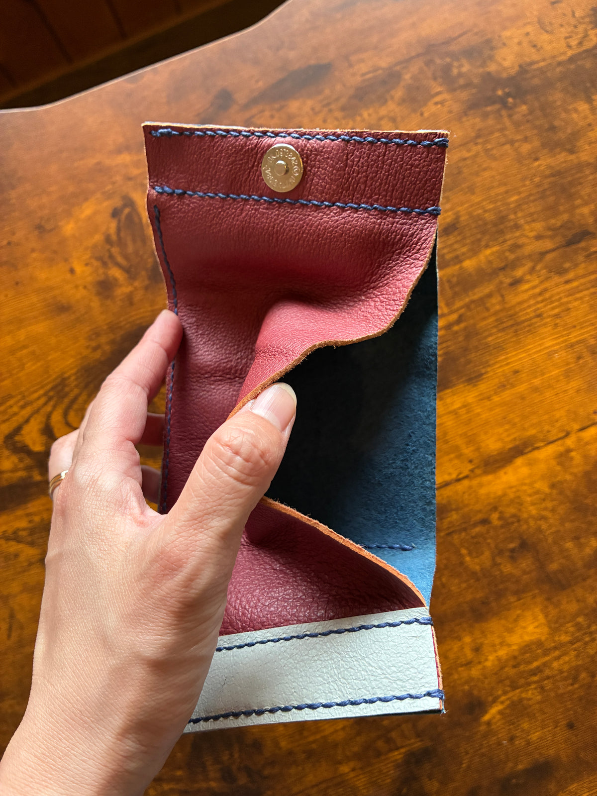 【豚革 スクエア（二つ折り）財布｜Natural】　国産本革 エシカルレザークラフト ハンドメイド｜kawalabo.