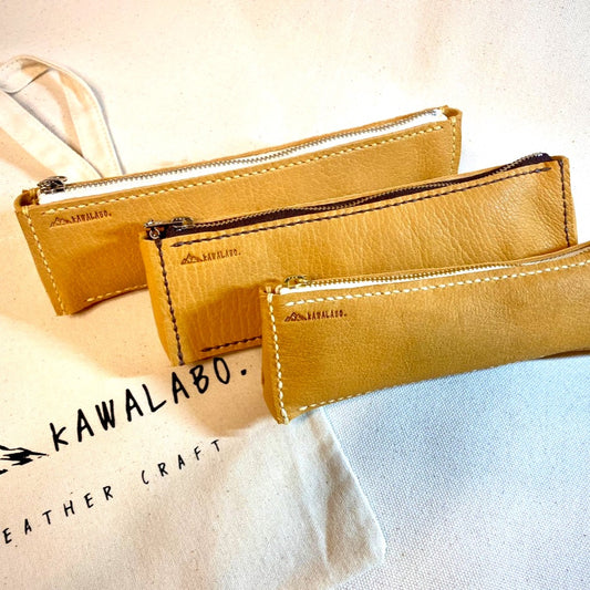 鹿革 ペンケース  本革 エシカルレザークラフト ハンドメイド｜kawalabo.